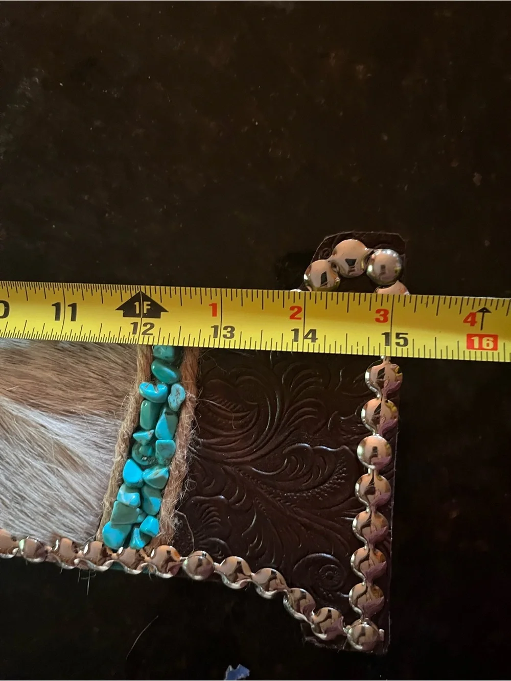 Decorative Western Letter J with cowhide and Turquoise Accents